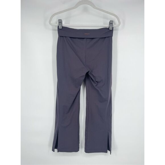 Patagonia Women size Small Cropped Yoga Pant Capri Gray Foldover Waist Slit Hem - Picture 3 of 11